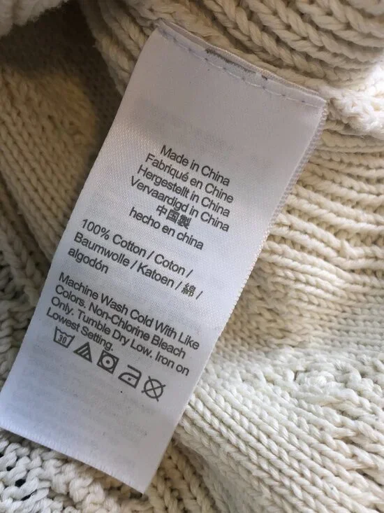 J Crew Sweater Womens XS Beige Cotton Fisherman Long Sleeve Boxy Turtleneck - Picture 4 of 7